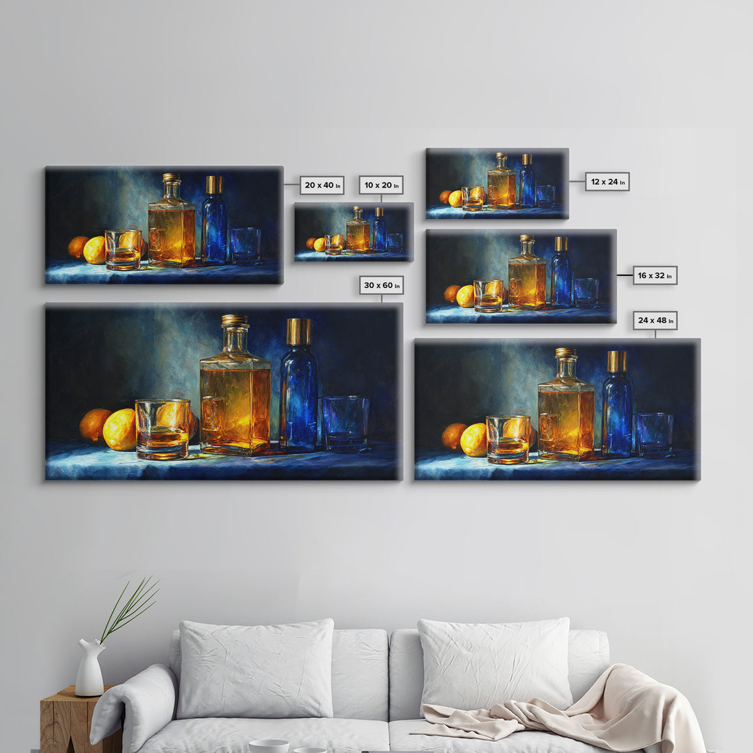 Smoked Glassware Study Framed Canvas Print, Bar Art, Gallery Decor, Bar Decor, Fine Art, Wall Art, Home Decor, BAR-2x1-67
