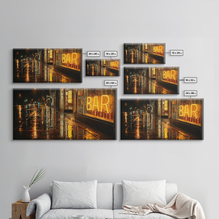 Neon Cocktail Sign Reflected Canvas Print, Bar Art, Bar Sign, Bar Decor, Fine Art, Coffee Bar, Cocktail Wall Art, BAR-2x1-73