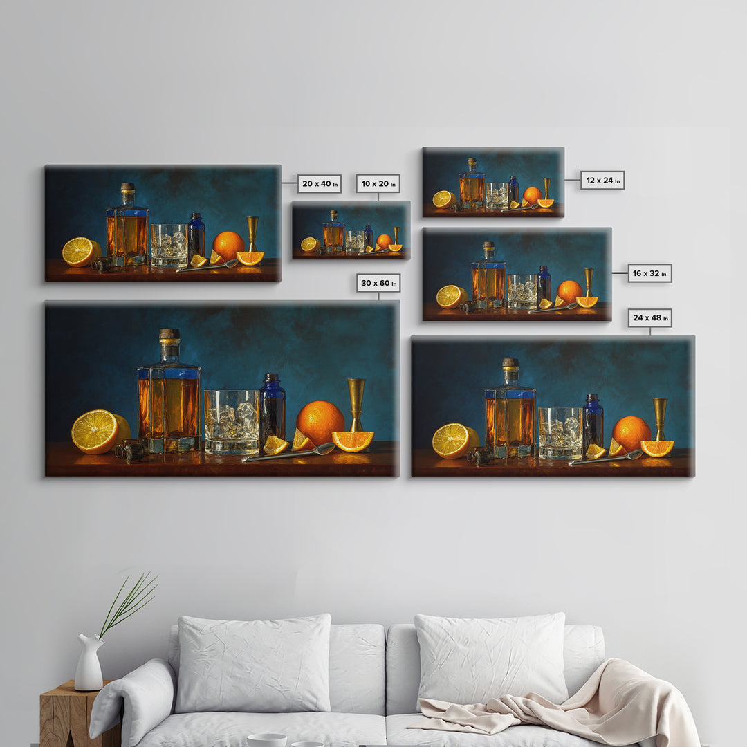 Orange Bitters and Bar Spoon Still Life Canvas Print, Bar Art, Kitchen Wall Decor, Bar Decor, Fine Art, Bar Cart Art, BAR-2x1-89