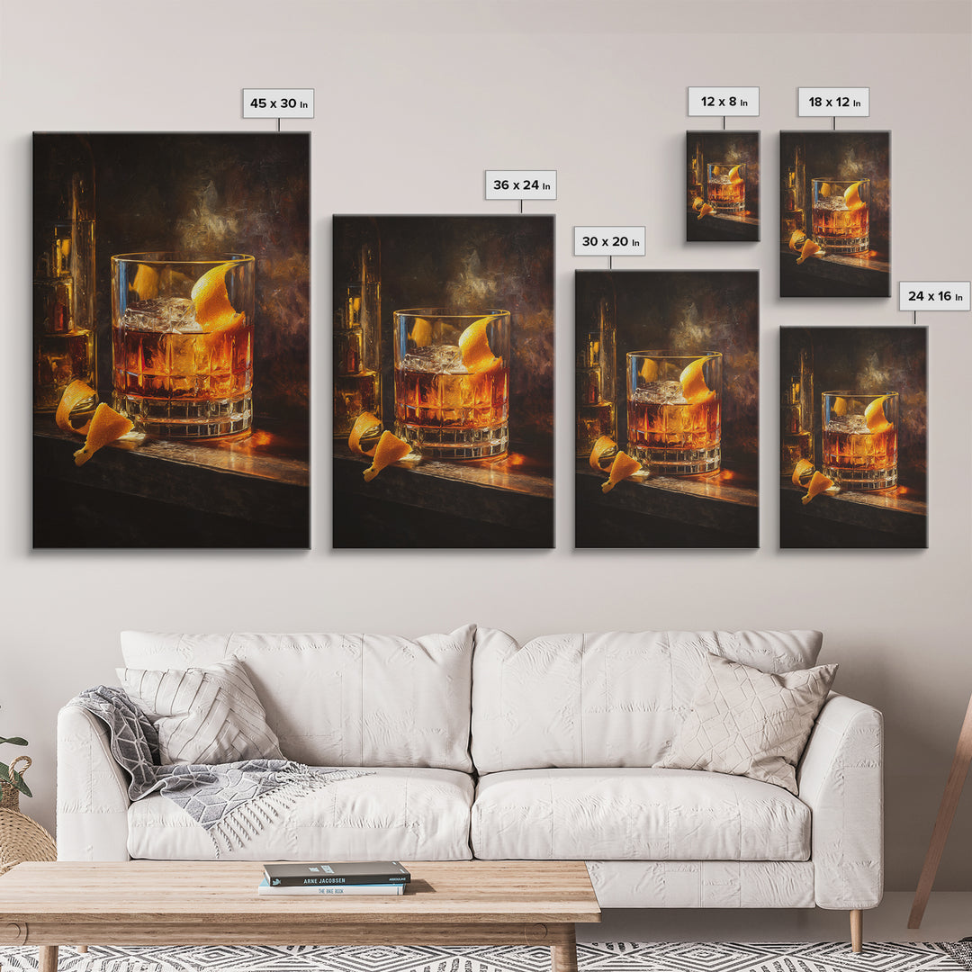Cocktail Recipe Diagram Styled as Elegant Art Framed Canvas Print, Bar Art, Art Print, Bar Decor, Fine Art, Kitchen Wall Decor, BAR-2x3-100