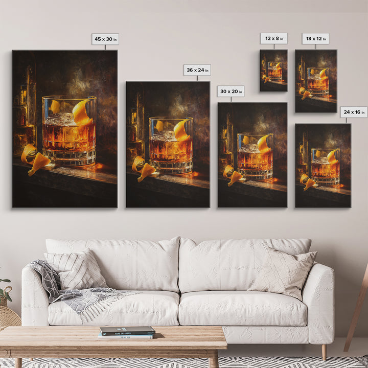 Cocktail Recipe Diagram Styled as Elegant Art Framed Canvas Print, Bar Art, Art Print, Bar Decor, Fine Art, Kitchen Wall Decor, BAR-2x3-100