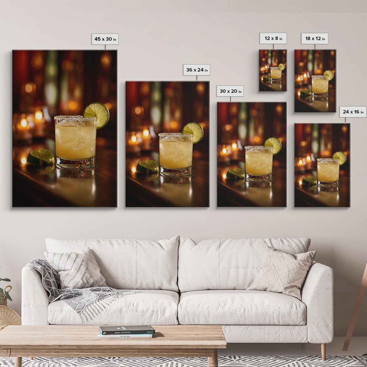 Classic Margarita with Salt Rim and Lime Canvas Print, Bar Art, Retro Wall Art, Bar Decor, Fine Art, Bar Cart Decor, BAR-2x3-67