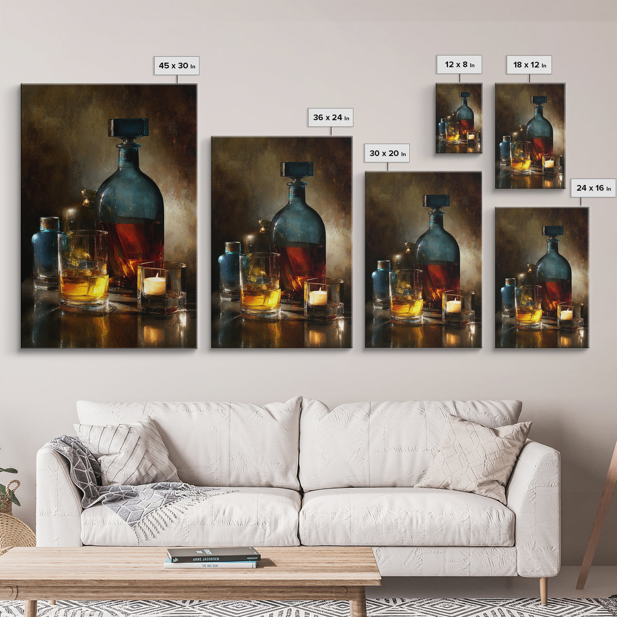 Smoked Glassware Study Canvas Print, Bar Art, Fine Art Print, Bar Decor, Fine Art, Metal Wall Art, Canvas Wall Art, BAR-2x3-7