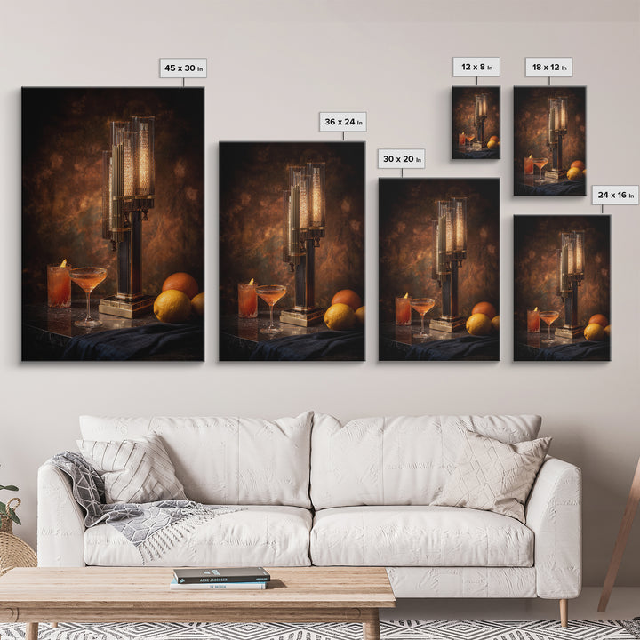 Champagne Coupe Tower Framed Canvas Print, Bar Art, Bar, Bar Decor, Fine Art, Living Room Art, Coffee Bar, Cocktail Wall Art, BAR-2x3-90
