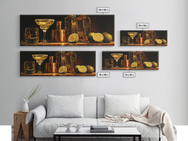 Classic Margarita with Salt Rim and Lime Canvas Print, Bar Art, Fine Art Print, Bar Decor, Fine Art, Metal Wall Art, BAR-3x1-3