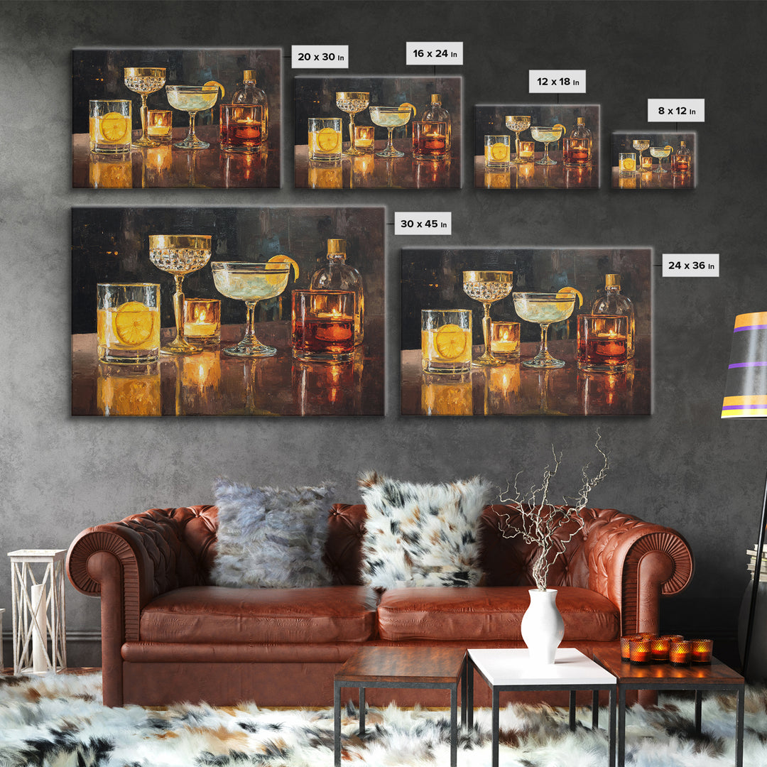 Champagne Coupe Tower Framed Canvas Print, Bar Art, Bar, Bar Decor, Fine Art, Living Room Art, Coffee Bar, Cocktail Wall Art, BAR-3x2-14