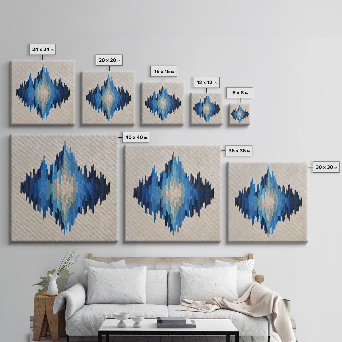 Abstract Soundwave Art Canvas Print, Basement Art, Mid Century Modern, Living Room Decor, Abstract Art, Retreat, BAS-1x1-20