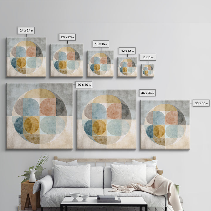 Dartboard Circular Color Composition Framed Canvas Print, Basement Art, Cocktail Prints, Living Room Decor, Abstract Art, BAS-1x1-42