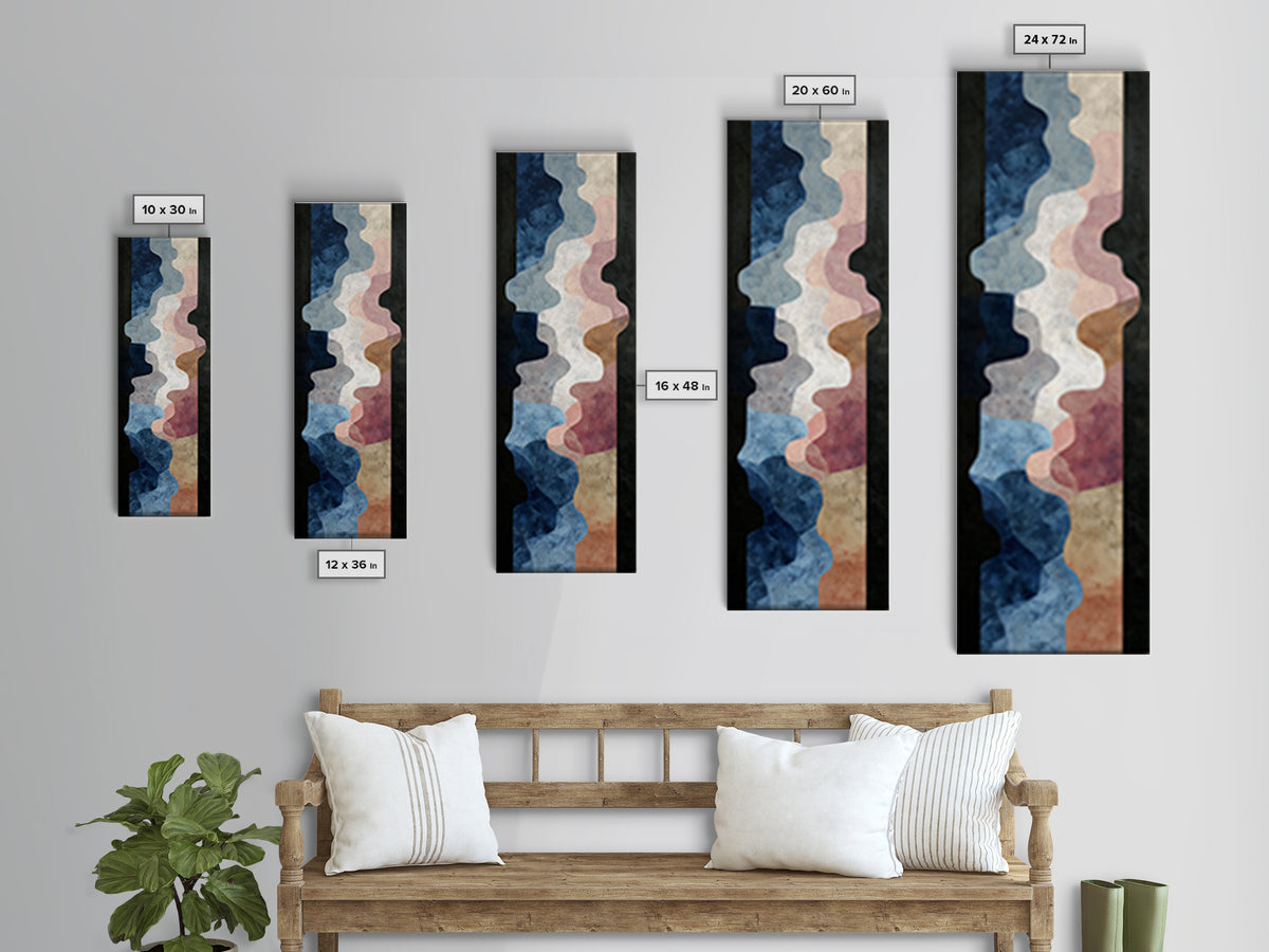 Abstract Soundwave Art Framed Canvas Print, Basement Art, Statement Artwork, Living Room Decor, Abstract Art, Retreat, BAS-1x3-8