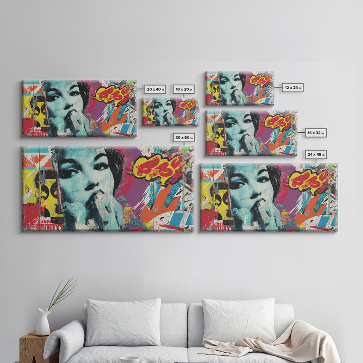 Urban Brick Graffiti Panel Framed Canvas Print, Basement Art, Original Art Prints, Living Room Decor, Fine Art, Retreat, BAS-2x1-19