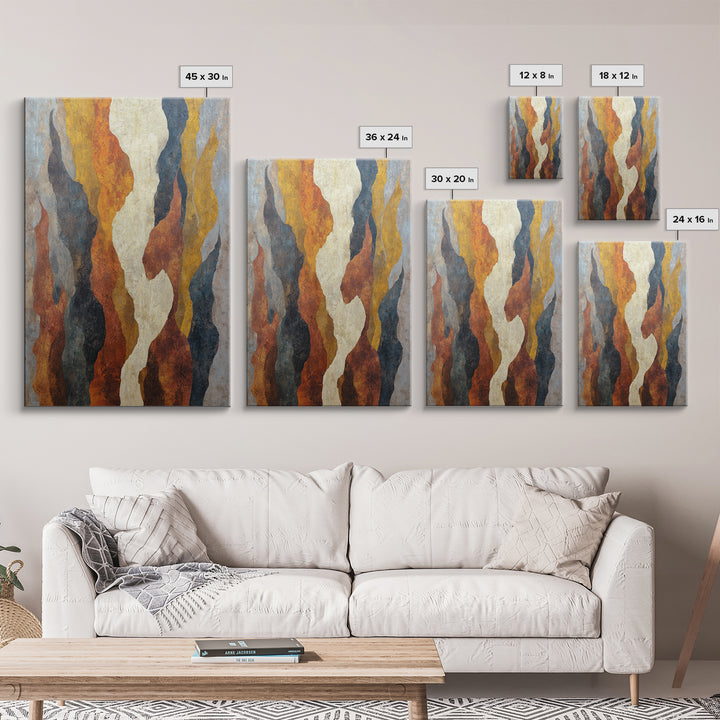 Moody Abstract Flames and Smoke Composition Framed Canvas Print, Basement Art, Neutral Decor, Living Room Decor, Retreat, BAS-2x3-56