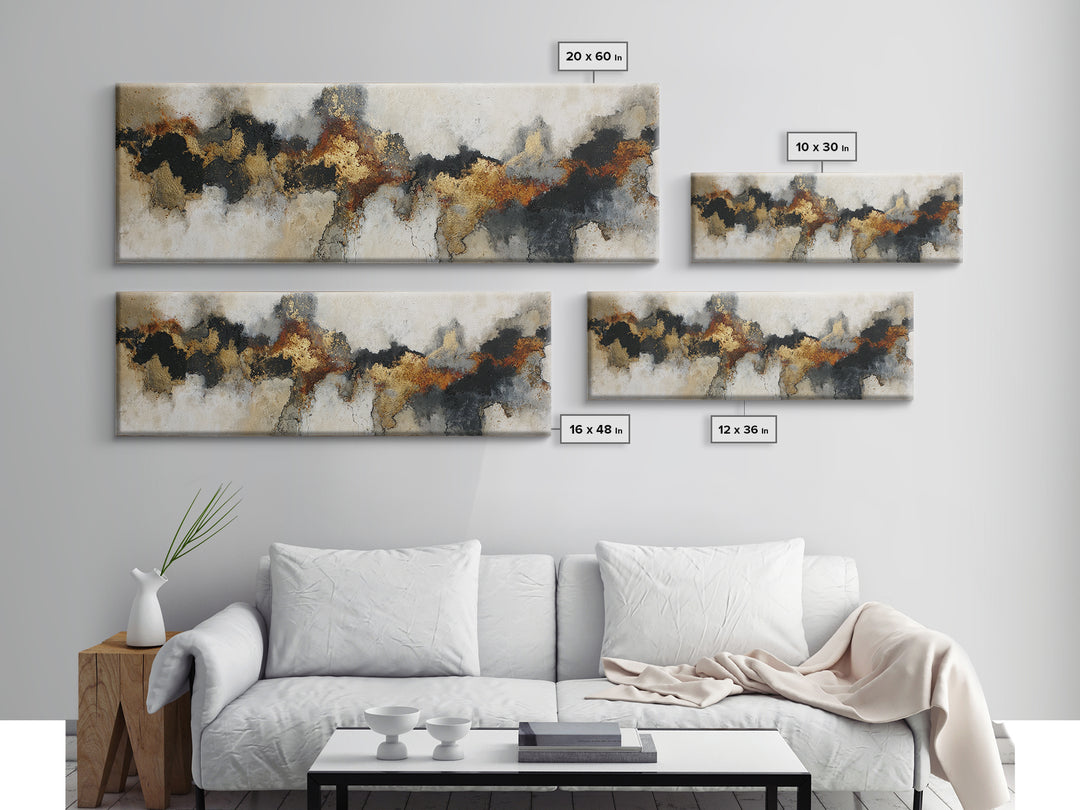 Moody Abstract Flames and Smoke Composition Canvas Print, Basement Art, Gallery Decor, Living Room Decor, Fine Art, Retreat, BAS-3x1-40