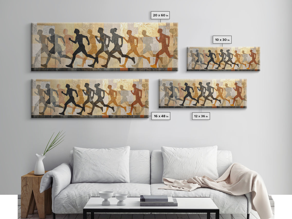 Large Monochrome Sports Action Figure Silhouette Canvas Print, Basement Art, Textured Painting, Living Room Decor, Retreat, BAS-3x1-56