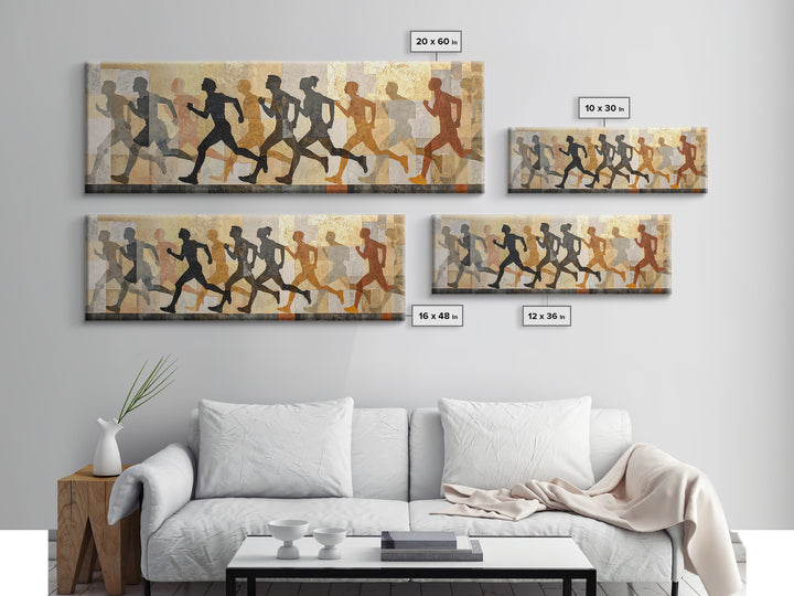 Large Monochrome Sports Action Figure Silhouette Canvas Print, Basement Art, Textured Painting, Living Room Decor, Retreat, BAS-3x1-56