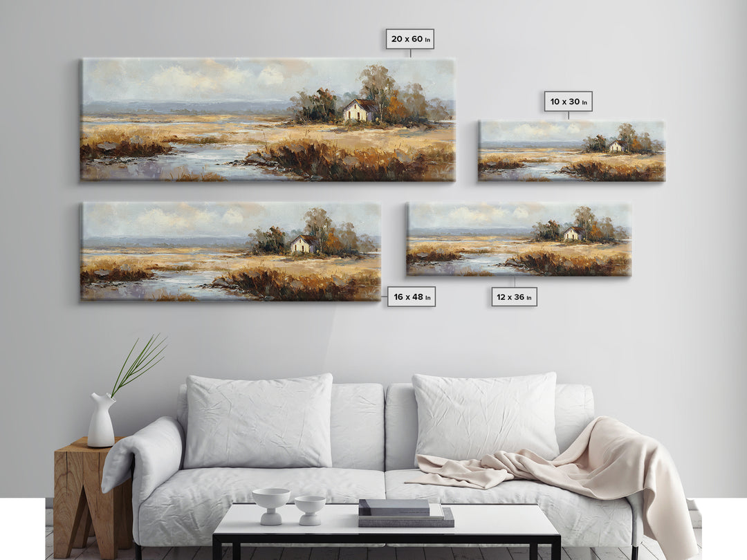 Forest Cabin Night Scene Framed Canvas Print, Basement Art, Western Decor, Living Room Decor, Retreat, Rustic Wall Art, BAS-3x1-79