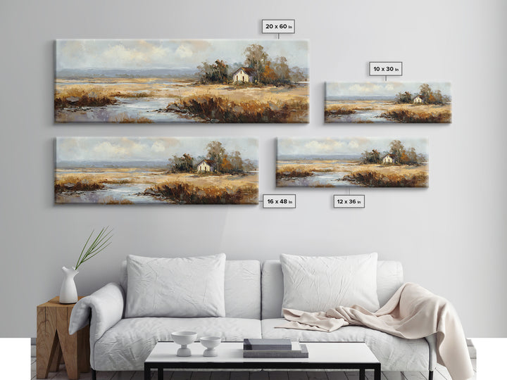 Forest Cabin Night Scene Framed Canvas Print, Basement Art, Western Decor, Living Room Decor, Retreat, Rustic Wall Art, BAS-3x1-79