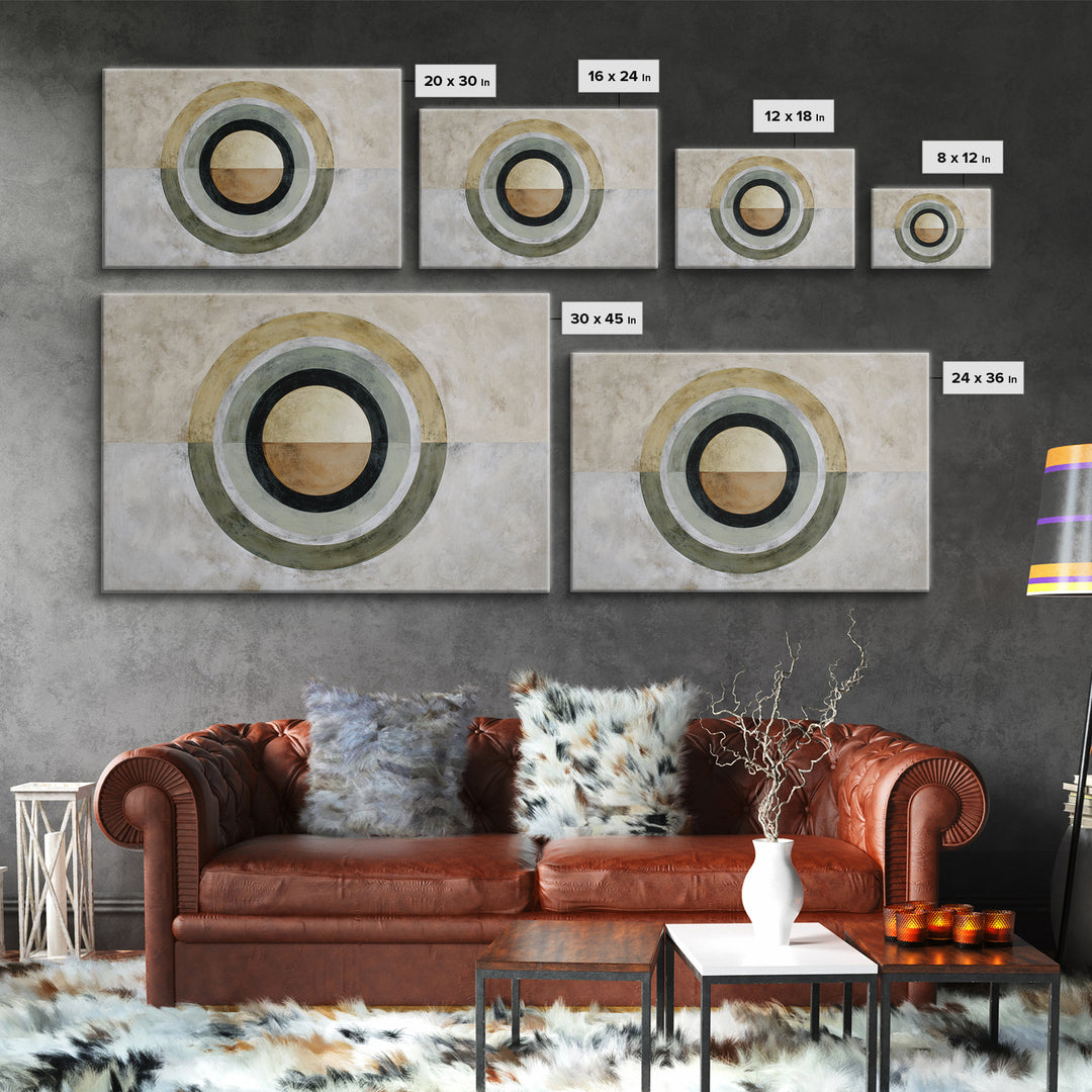 Dartboard Circular Color Composition Framed Canvas Print, Basement Art, Custom Wall Art, Living Room Decor, Fine Art, Retreat, BAS-3x2-70