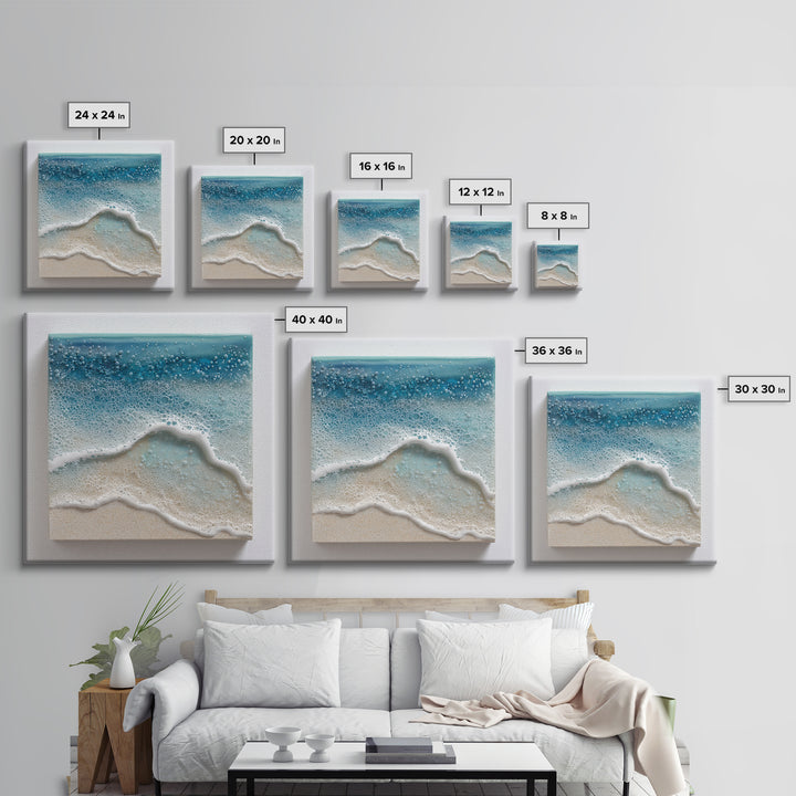 Calming Blue Ocean Wave Study Framed Canvas Print, Bathroom Art, Retro Wall Art, Bathroom Decor, Fine Art, Spa, Modern Decor, BAT-1x1-1