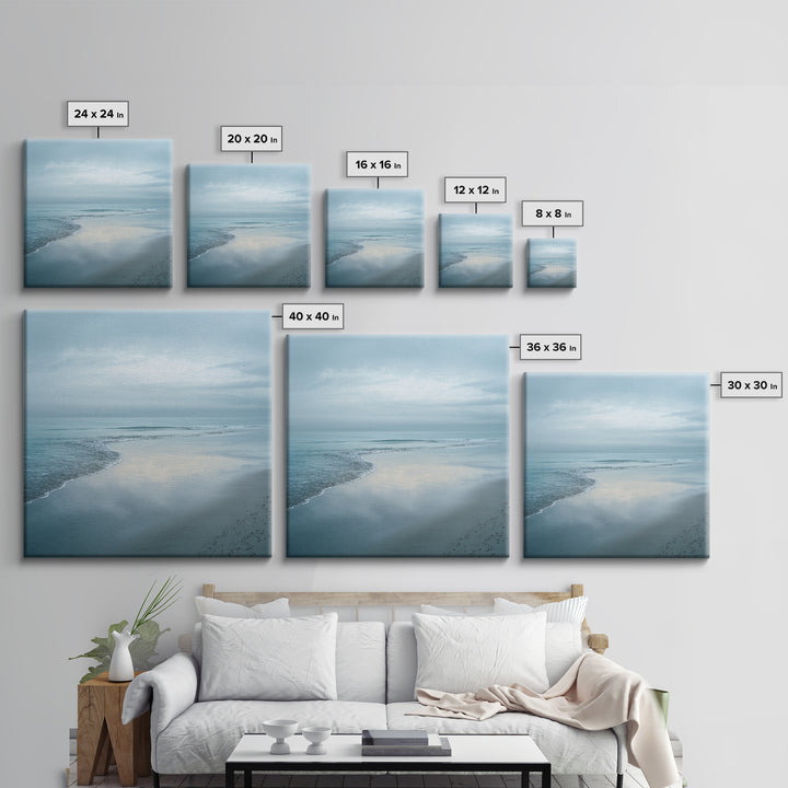 Soft Cloud and Rain Composition Canvas Print, Bathroom Art, Framed Wall Art, Bathroom Decor, Watercolor Art, Spa, BAT-1x1-19