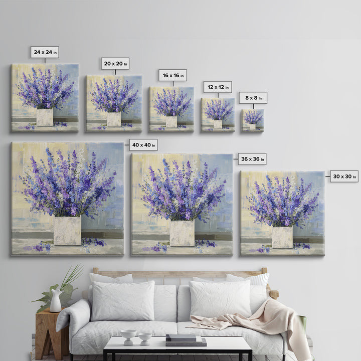 Lavender Sprigs in a Ceramic Vase Canvas Print, Bathroom Art, Bathroom Wall Art, Bathroom Decor, Watercolor Art, Spa, BAT-1x1-36