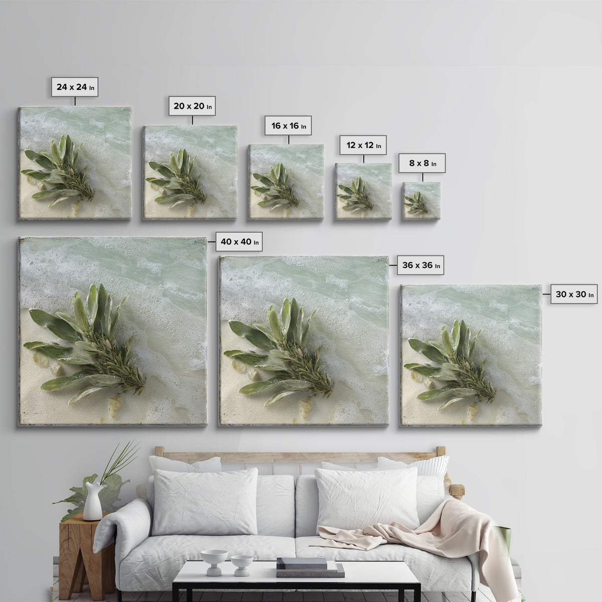 Botanical Bath Herb Arrangement Framed Canvas Print, Bathroom Art, Minimalist Wall Art, Bathroom Decor, Oil Painting, Spa, BAT-1x1-41