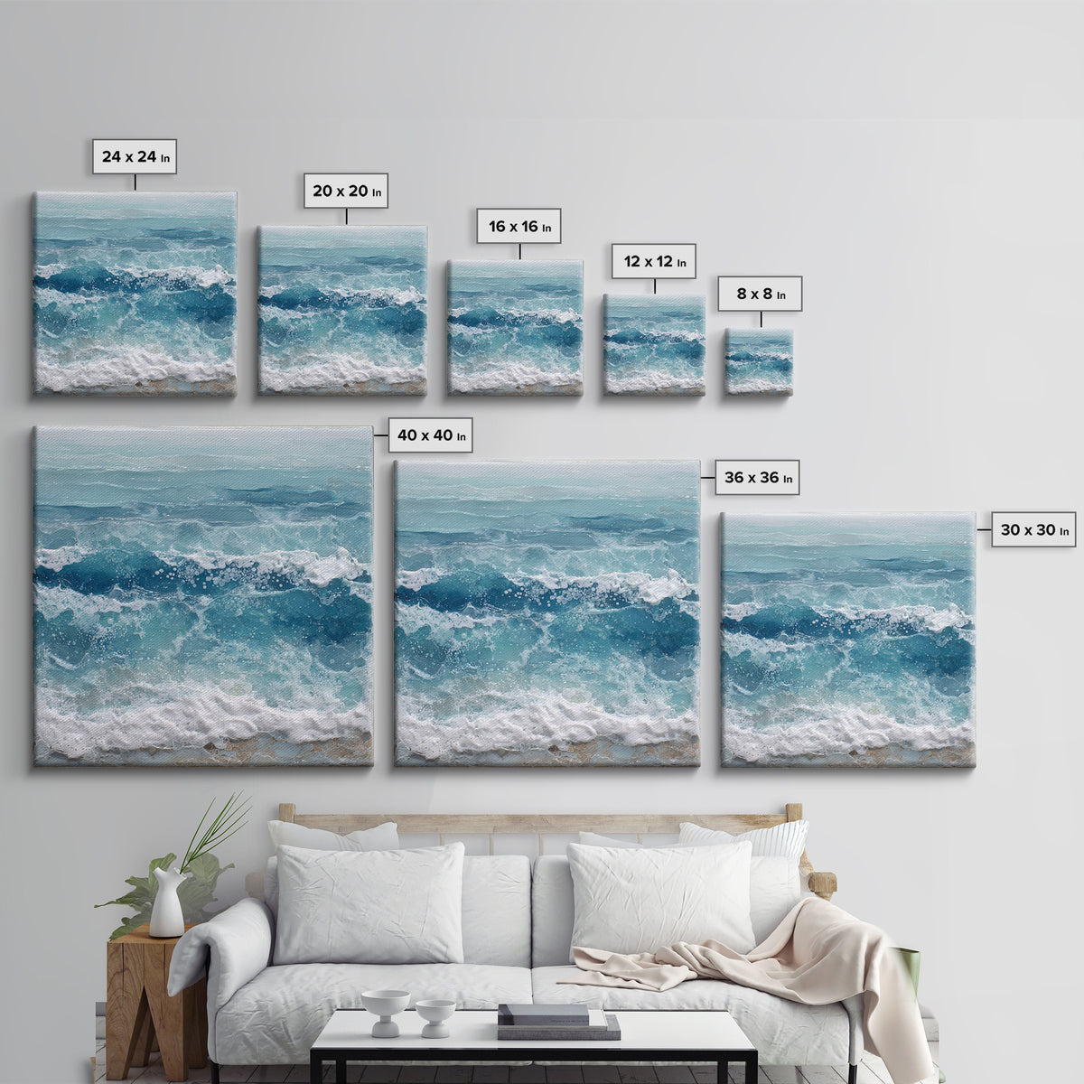 Calming Blue Ocean Wave Study Canvas Print, Bathroom Art, Funny Bathroom Art, Bathroom Decor, Fine Art, Spa, Art Print, BAT-1x1-49