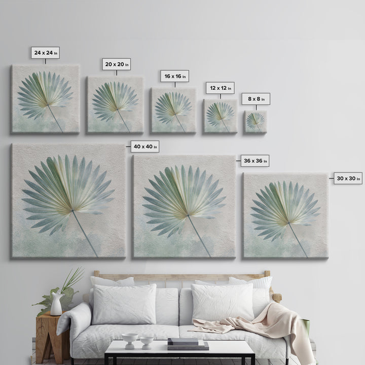 Simple Palm Frond on Off White Linen Framed Canvas Print, Bathroom Art, Bathroom Art Decor, Bathroom Decor, Abstract Art, Spa, BAT-1x1-71