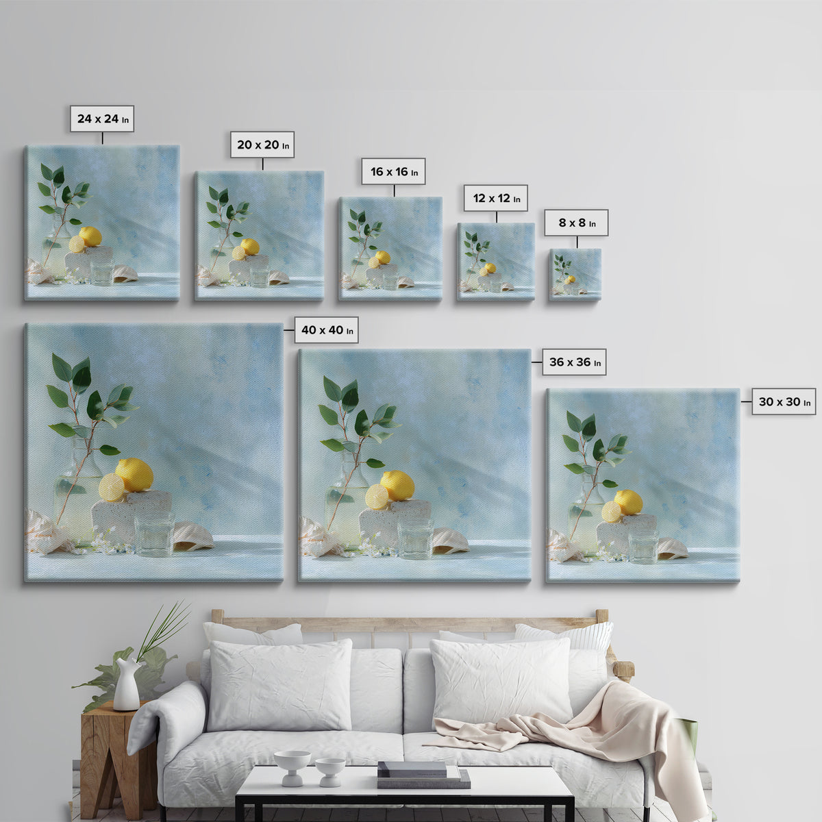 Lemon and Botanical Still Life Framed Canvas Print, Bathroom Art, Funny Bathroom Art, Bathroom Decor, Fine Art, Spa, Art Print, BAT-1x1-78