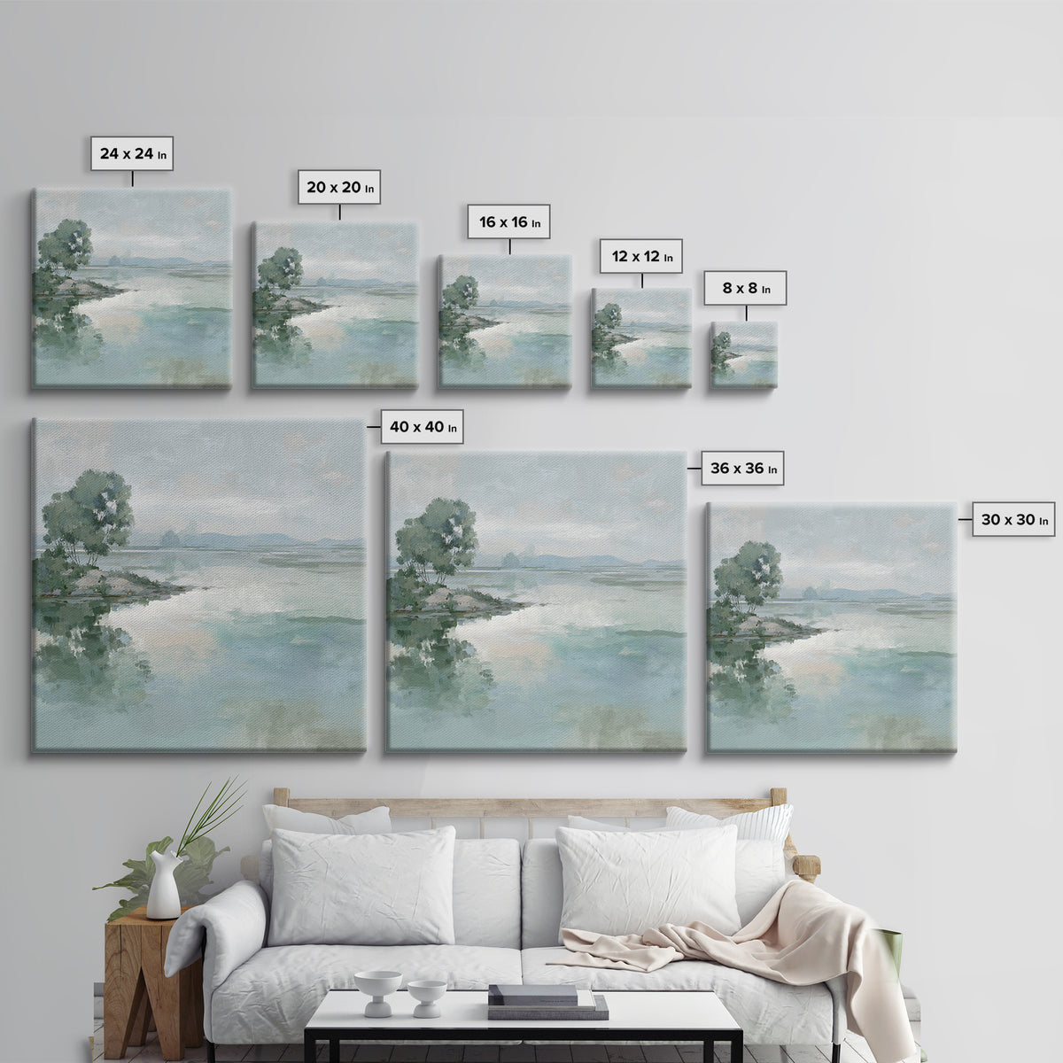 Misty Lake Scene Canvas Print, Bathroom Art, Fine Art Print, Bathroom Decor, Oil Painting, Spa, Poster, Digital Art, Printable, BAT-1x1-81