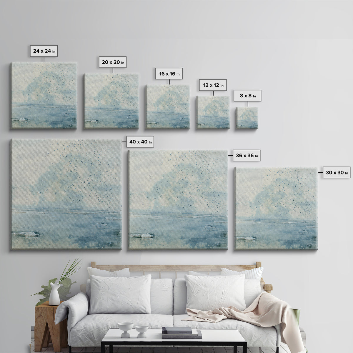 Soft Cloud and Rain Composition Canvas Print, Bathroom Art, Fine Art Print, Bathroom Decor, Fine Art, Spa, Poster, Digital Art, BAT-1x1-91