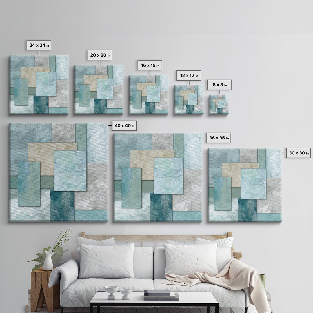 Clean Geometric Forms Framed Canvas Print, Bathroom Art, Wall Decor, Bathroom Decor, Abstract Art, Spa, Contemporary Art, BAT-1x1-93