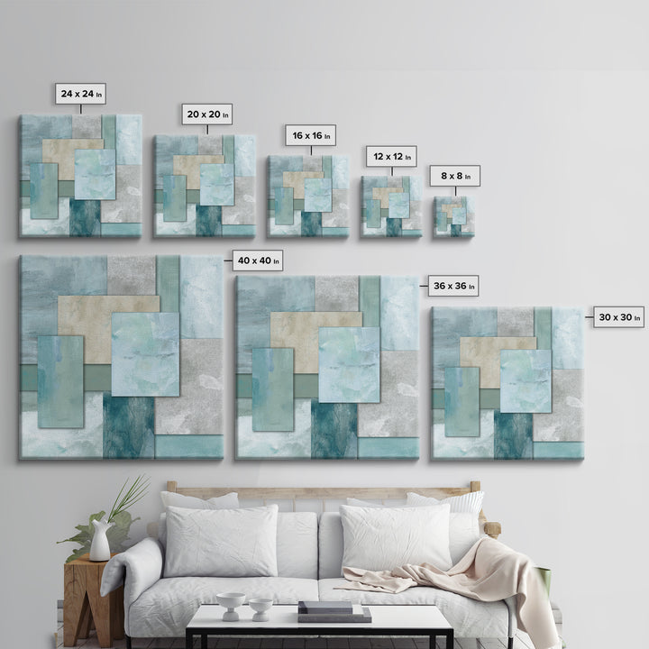 Clean Geometric Forms Framed Canvas Print, Bathroom Art, Wall Decor, Bathroom Decor, Abstract Art, Spa, Contemporary Art, BAT-1x1-93