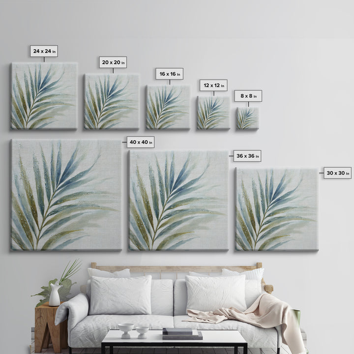 Simple Palm Frond on Off White Linen Canvas Print, Bathroom Art, Bathroom Print, Bathroom Decor, Abstract Art, Spa, BAT-1x1-95