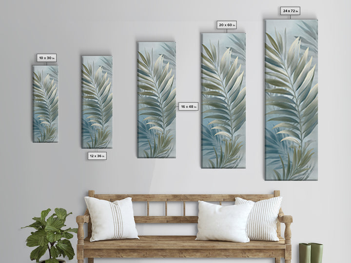 Simple Palm Frond on Off White Linen Canvas Print, Bathroom Art, Bathroom Wall Art, Bathroom Decor, Spa, Retro Wall Art, BAT-1x3-11