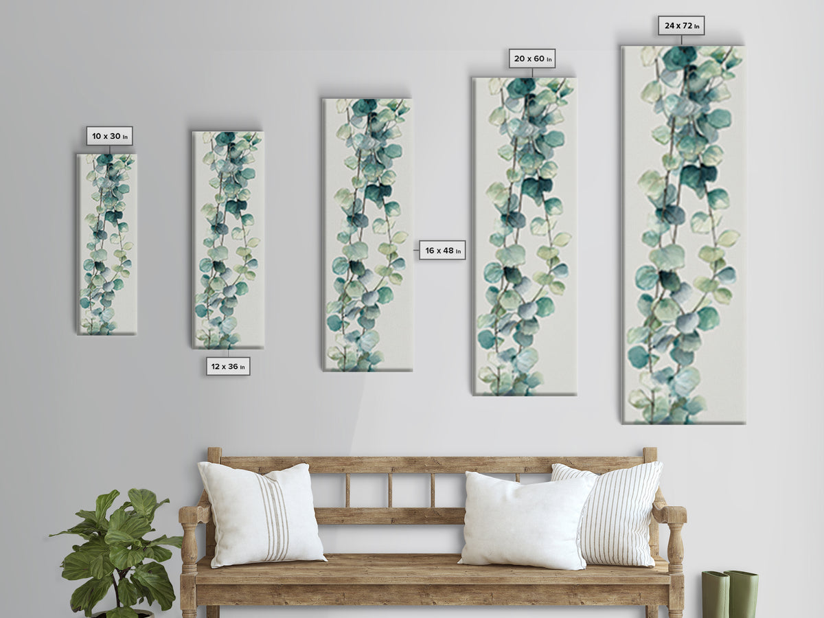 Spa Eucalyptus Branch Canvas Print, Bathroom Art, Retro Wall Art, Bathroom Decor, Fine Art, Spa, Modern Decor, Fine Art Print, BAT-1x3-14