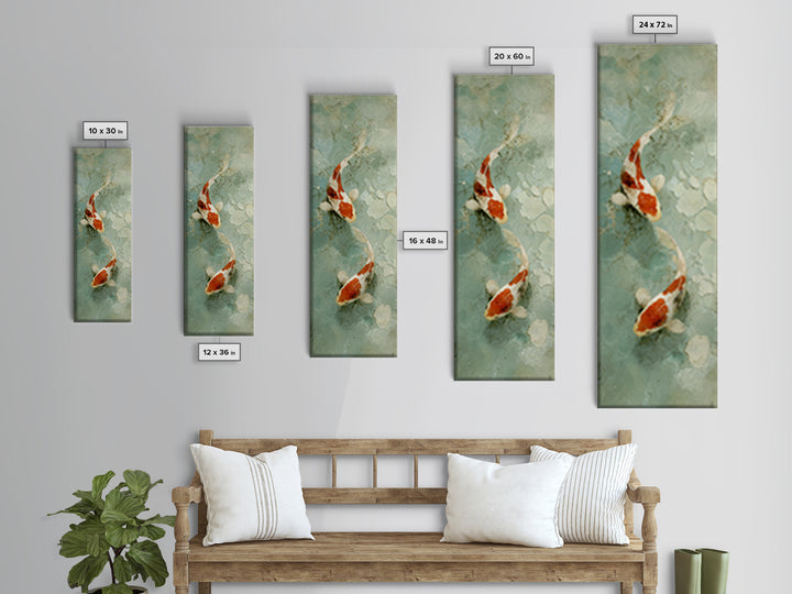 Minimal Koi Fish Swimming Through Clear Water Framed Canvas Print, Bathroom Art, Bathroom Print, Bathroom Decor, Fine Art, Spa, BAT-1x3-20