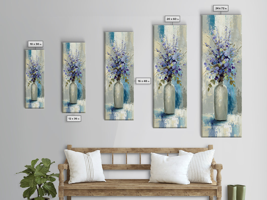 Lavender Sprigs in a Ceramic Vase Framed Canvas Print, Bathroom Art, Gallery Decor, Bathroom Decor, Spa, Minimalist Decor, BAT-1x3-24