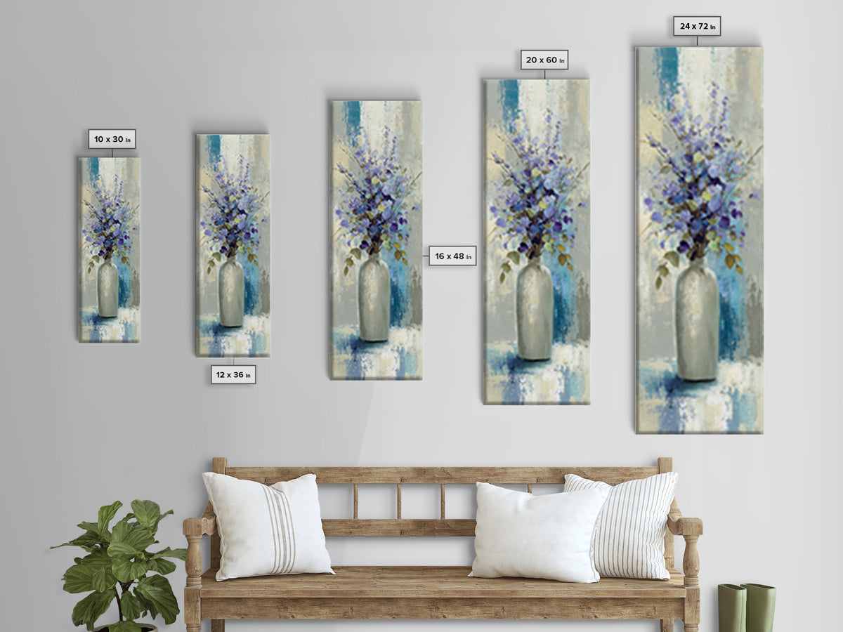 Lavender Sprigs in a Ceramic Vase Framed Canvas Print, Bathroom Art, Gallery Decor, Bathroom Decor, Spa, Minimalist Decor, BAT-1x3-24