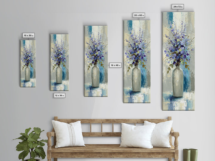 Lavender Sprigs in a Ceramic Vase Framed Canvas Print, Bathroom Art, Gallery Decor, Bathroom Decor, Spa, Minimalist Decor, BAT-1x3-24