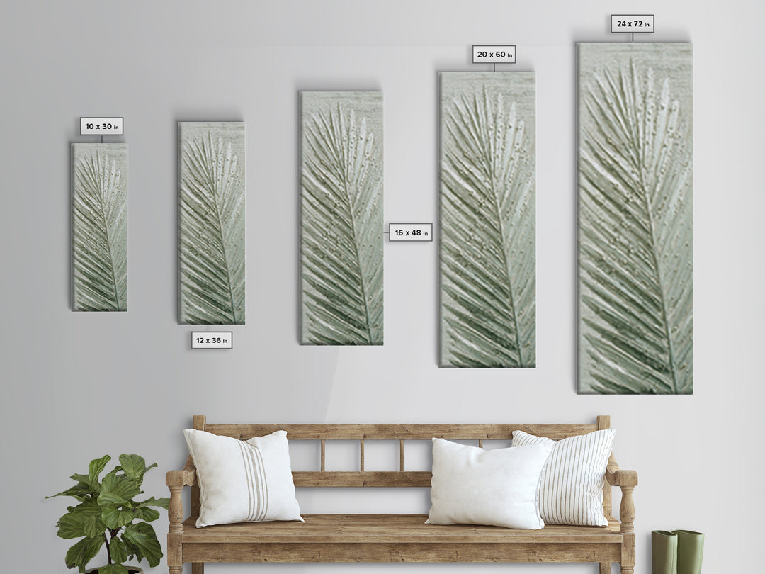 Simple Palm Frond on Off White Linen Canvas Print, Bathroom Art, Fine Art Print, Bathroom Decor, Abstract Art, Spa, Poster, BAT-1x3-35