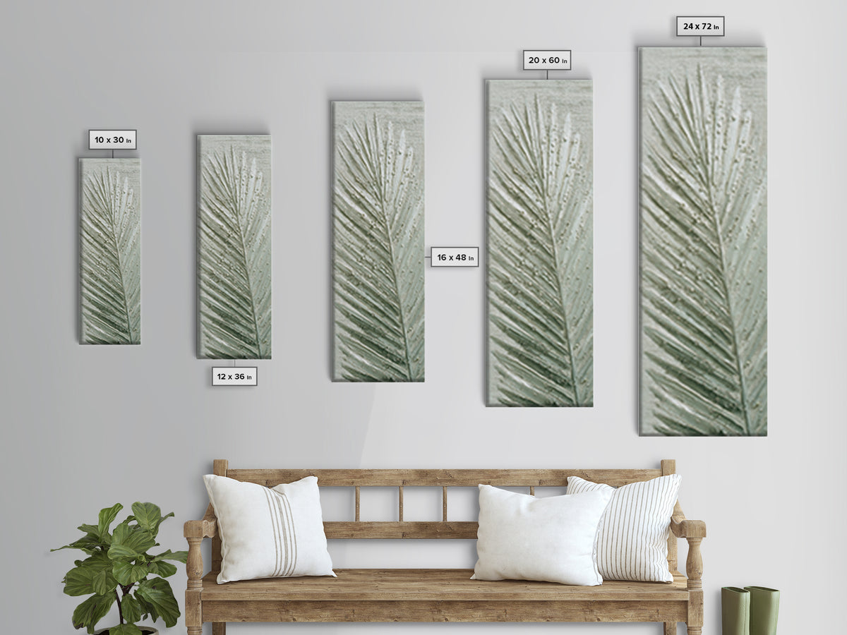 Simple Palm Frond on Off White Linen Canvas Print, Bathroom Art, Fine Art Print, Bathroom Decor, Abstract Art, Spa, Poster, BAT-1x3-35