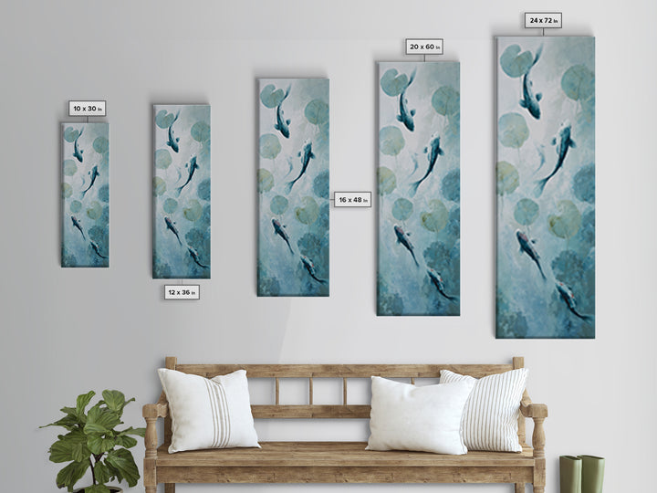 Minimal Koi Fish Swimming Through Clear Water Canvas Print, Bathroom Art, Statement Artwork, Bathroom Decor, Fine Art, Spa, BAT-1x3-44