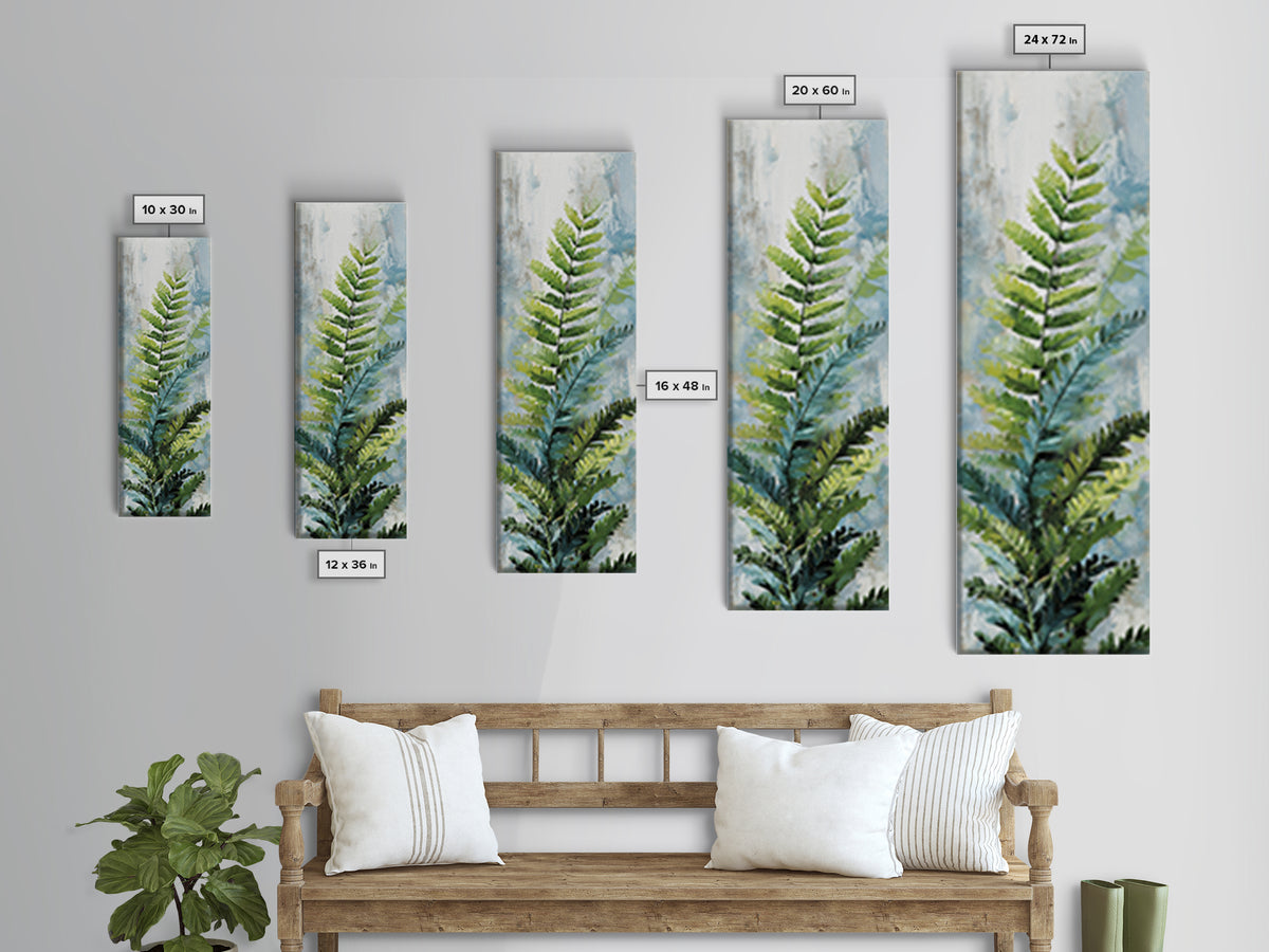Green Fern Frond Closeup Framed Canvas Print, Bathroom Art, Modern Art, Bathroom Decor, Fine Art, Spa, Statement Artwork, BAT-1x3-46