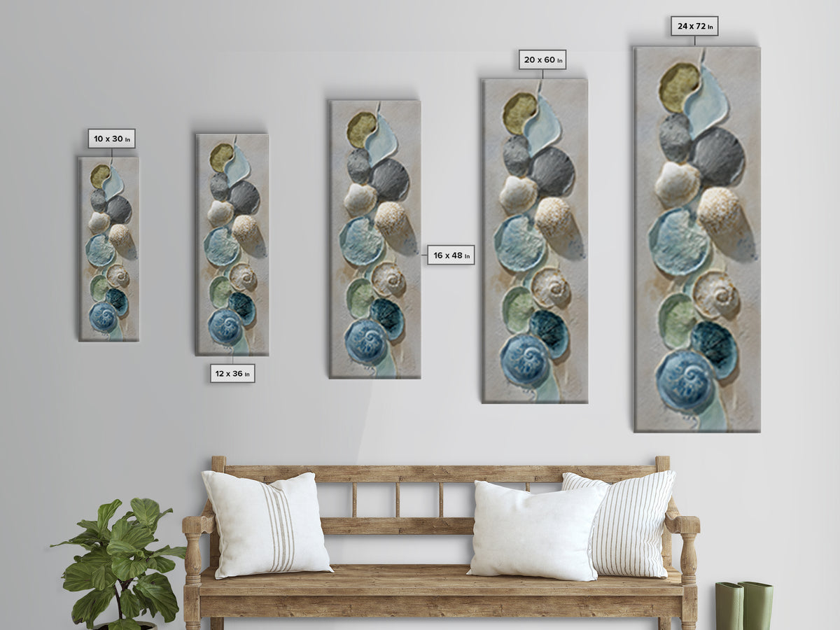 Coral and Shell Arrangement Framed Canvas Print, Bathroom Art, Minimalist Decor, Bathroom Decor, Fine Art, Spa, Wall Hanging, BAT-1x3-47