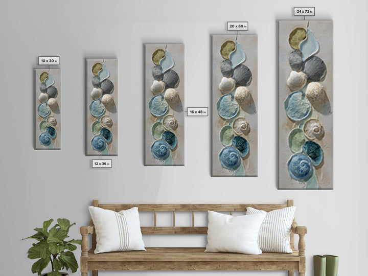 Coral and Shell Arrangement Framed Canvas Print, Bathroom Art, Minimalist Decor, Bathroom Decor, Fine Art, Spa, Wall Hanging, BAT-1x3-47