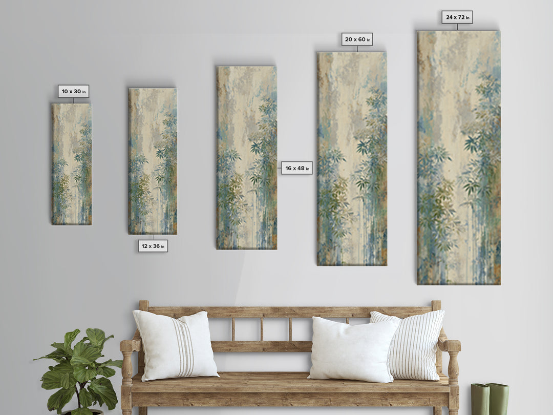 Sunlit Window Plant Shadow on Plaster Framed Canvas Print, Bathroom Art, Modern Wall Art, Bathroom Decor, Oil Painting, Spa, BAT-1x3-54