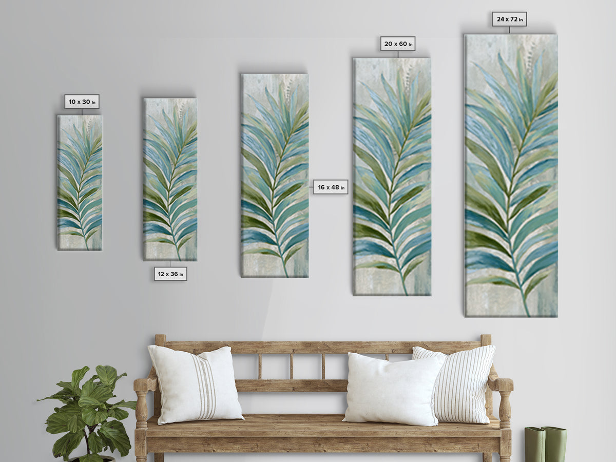 Simple Palm Frond on Off White Linen Canvas Print, Bathroom Art, Home Decor, Bathroom Decor, Fine Art, Spa, Canvas Wall Art, BAT-1x3-59