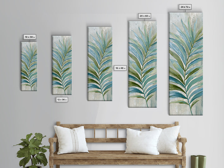 Simple Palm Frond on Off White Linen Canvas Print, Bathroom Art, Home Decor, Bathroom Decor, Fine Art, Spa, Canvas Wall Art, BAT-1x3-59