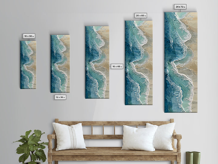 Calming Blue Ocean Wave Study Framed Canvas Print, Bathroom Art, Modern Decor, Bathroom Decor, Fine Art, Spa, Home Decor, BAT-1x3-61