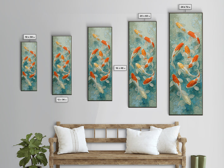 Minimal Koi Fish Swimming Through Clear Water Canvas Print, Bathroom Art, Poster, Bathroom Decor, Fine Art, Spa, Digital Print, BAT-1x3-68
